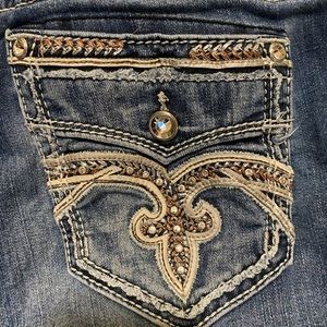 Womens Rock Revival Mid Rise Stretch Medium Wash Easy Boot Cut Jeans Size 31x31